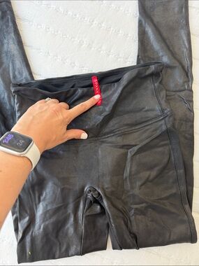 SPANX Black Faux-Leather leggings